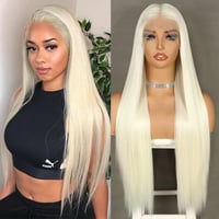 Sapphirewigs 26 hüvelykes, hőálló, fehér-szőke, egyenes, szintetikus csipke paróka nőknek 1