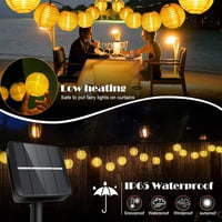HUIYOU Napelemes Kerti Lámpásfüzér 6m 20 LED Meleg Fehér - IP65 Vízálló Kültéri Fényfüzér 8 Világítási Móddal Kertbe, Erkélyre, Esküvőre 5