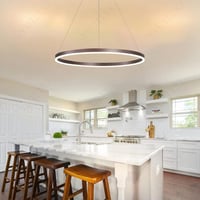 YYUTLUO Modern Kör LED Csillár - Barna Arany, 60 cm, 29W, Távirányítós Fényerőszabályzás, Alumínium-Akril, Nappali Mennyezeti Lámpa 5