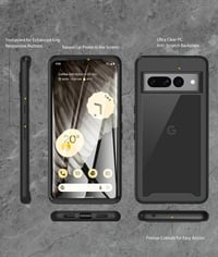 Google Pixel 7 Pro Ütésálló Átlátszó Tok Beépített Képernyővédővel - Fekete 6