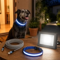Pachet Siguranță Nocturnă: Zgardă LED + Proiector LED + Cablu Micro USB 9m 1