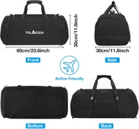 Tolaccea 54-72L Bővíthető Sporttáska Cipőtartóval - Unisex Edzőtáska Utazáshoz, Edzőterembe (Fekete) 6