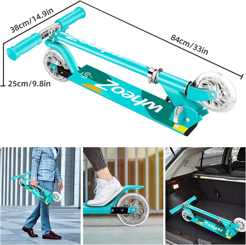 wheoZ Gyermek Roller LED Világító Kerekekkel - Összecsukható Alumínium Városi Roller 3 Magasságban, 3-8 Éves Fiúknak és Lányoknak