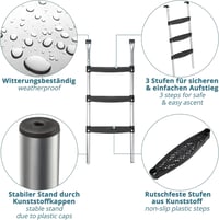 Valuents Ezüst Trambulin Létra - 86 cm, 3 Széles Fokkal + Ajándék Pilates Labda 3