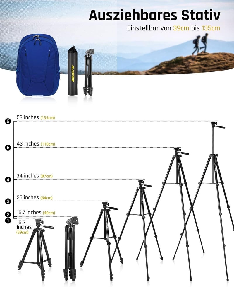 ALEAPOW 135cm-es Bluetooth Tripod Telefontartóval és Távirányítóval
