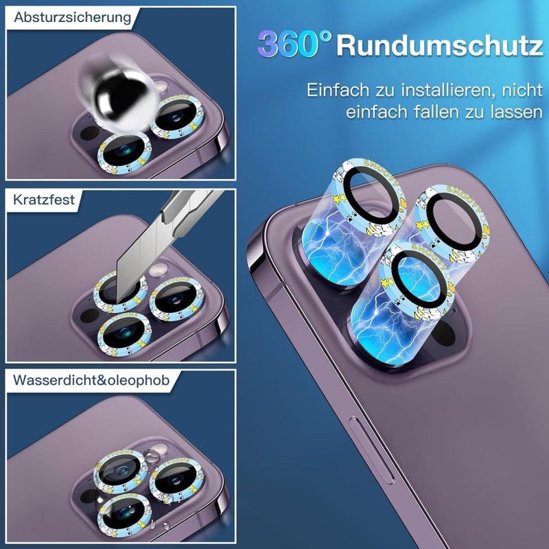 iPhone 14 Pro/Pro Max Kameravédő Üveg Alumínium Kerettel, 2 Darabos Szett