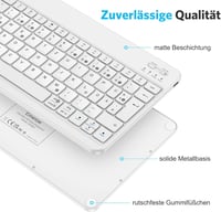 Emetok Német QWERTZ Bluetooth Billentyűzet iPad/iPhone/Samsung/Android Készülékekhez - Ultravékony, Újratölthető, Vezeték Nélküli, Fehér 7
