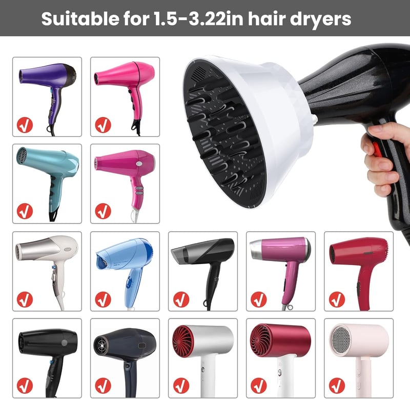 Segbeauty Univerzális Hajdiffúzor Göndör és Hullámos Hajhoz - Fehér, 1,5-3,2 hüvelyk - White