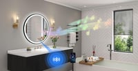 STARLEAD Kerek Fürdőszobai Tükör 80 cm, LED Világítással, Bluetooth Hangszóróval, Fényerőszabályzós, 3 Színhőmérséklet, Páramentesítő, Feket 2