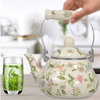 BESTonZON Vintage Teáskanna - Fehér Zománcozott Vízforraló Indukciós Főzőlapra - Retro Stílusú Hordozható Teafőző 730g 7
