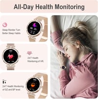 Fitonyo Női Okosóra Telefonálással - 1,1" AMOLED HD, Pulzus, Vérnyomás, 120+ Sport, Rózsaarany 5