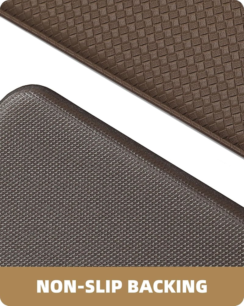 COLOR&GEOMETRY Csúszásmentes Konyhai Futószőnyeg - Vízálló, Olajálló PVC Konyhai Szőnyeg Gumi Hátlappal, Barna Szőnyeg Konyhába, Étkezőbe, F