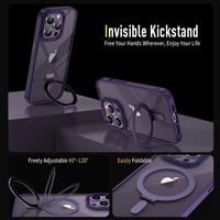 iPhone 14 Pro Max MagSafe-kompatibilis átlátszó tok lila mágneses állvánnyal 3
