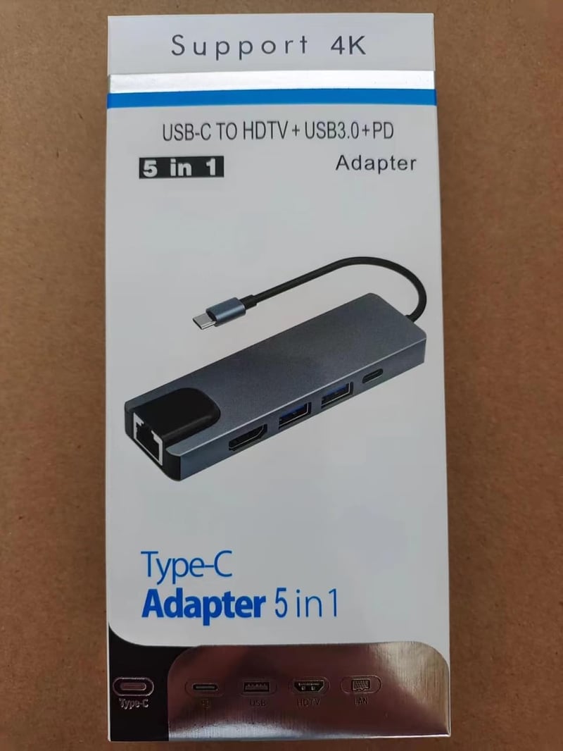 Macbook 5 az 1-ben USB-C Hub: 4K HDMI, Ethernet, 100W PD, iPad kompatibilis