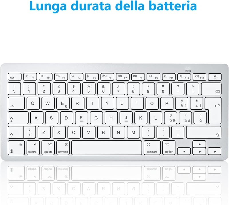 Apple MacBook kompatibilis OMOTON ezüst Bluetooth billentyűzet, QWERTY olasz kiosztással