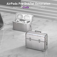 VISOOM Airpods Pro 2/1 Tok - Ezüst Bőrönd Dizájn TPU Védőtok, Vezeték Nélküli Töltés, Karabinerrel és DIY Matricákkal, Ütésálló

AI: I've cr 3