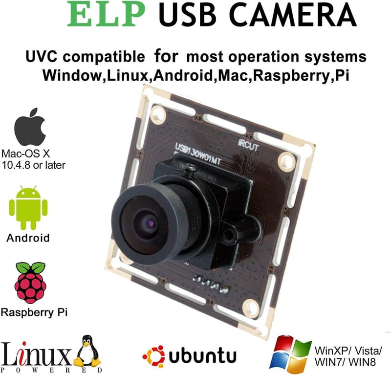 ELP 1.3MP USB Webkamera 960P Felbontással - 0.01 Lux Gyenge Fényviszonyokhoz - 2.1mm Széles Látószögű Lencsével - Android/Linux Kompatibilis
