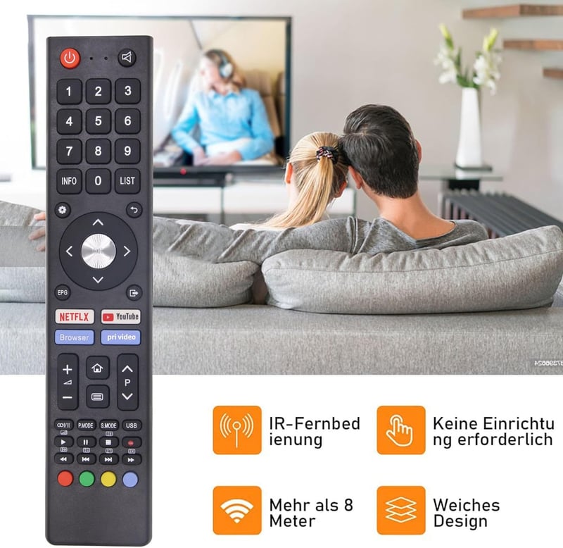 FOXRMT ODL24771HN-TAB Távirányító Changhong Chiq TV-hez - Netflix, YouTube Gyorsgombokkal - U43H7A, U55H7S Modellekhez - Fekete
