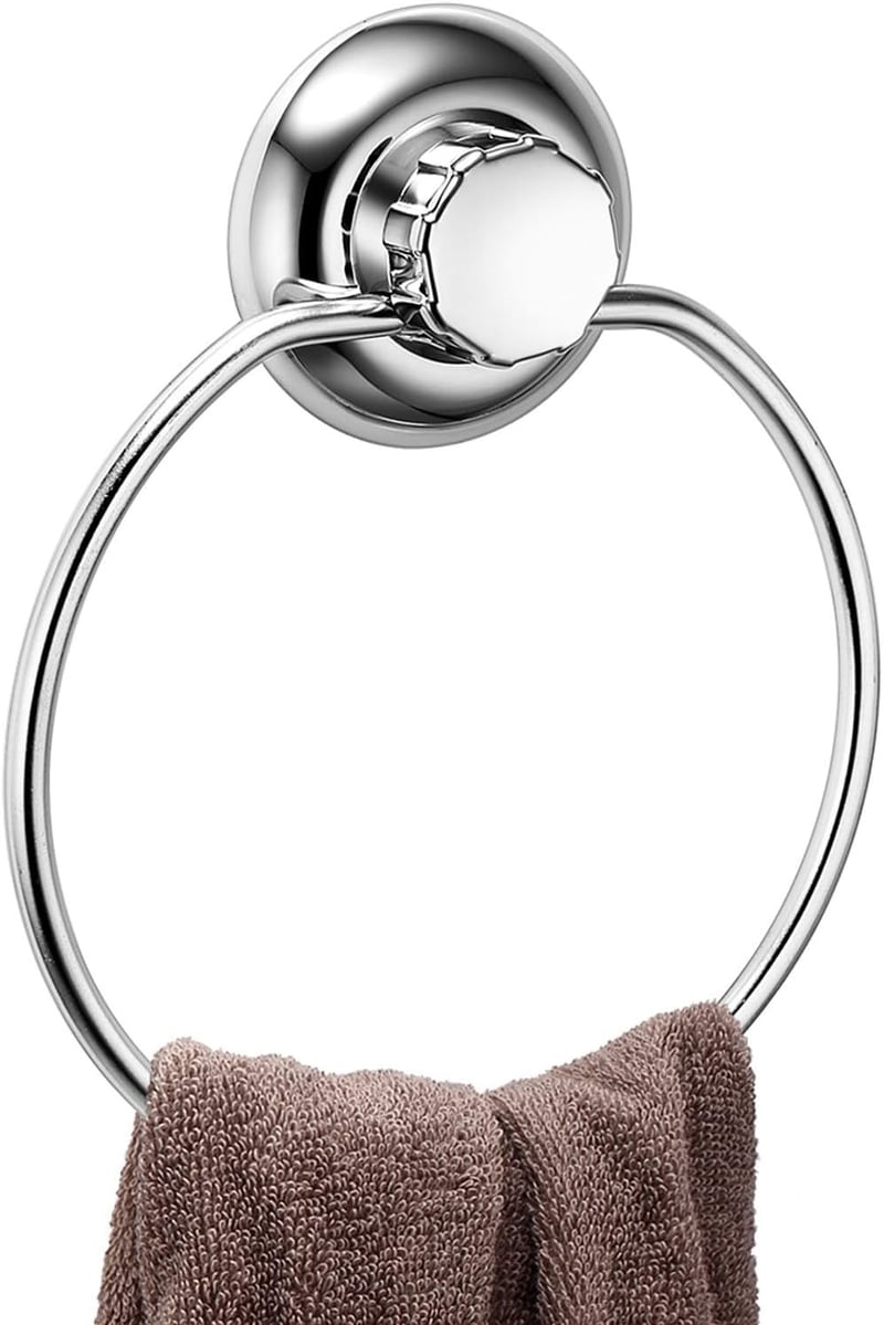MaxHold Fúrás Nélküli Tapadókorongos Törölközőtartó Gyűrű - Rozsdamentes Acél - 10kg Teherbírás - Fürdőszobába és Konyhába