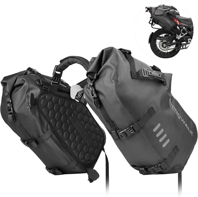 Rhinowalk Motoros Oldaltáska 48L Vízálló - Dupla Nyeregtáska Motorkerékpárhoz, Hőálló Anyag, Ütésálló Méhsejt Kialakítás, Könnyű Rögzítés