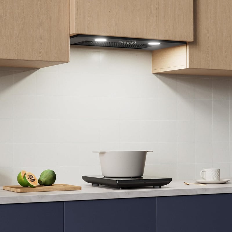 CIARRA CBCB5913A Beépíthető Páraelszívó Modul 52cm - 300m³/h, 3 Sebességfokozat, LED Világítás, Fekete, CBCF005 Szénszűrővel Kompatibilis