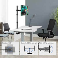 Suptek Monitortartó Kar 13-27" Képernyőkhöz | Asztali Monitorállvány Csipesszel, Dönthető, Forgatható, 80cm-es Oszloppal (MD6821) 4