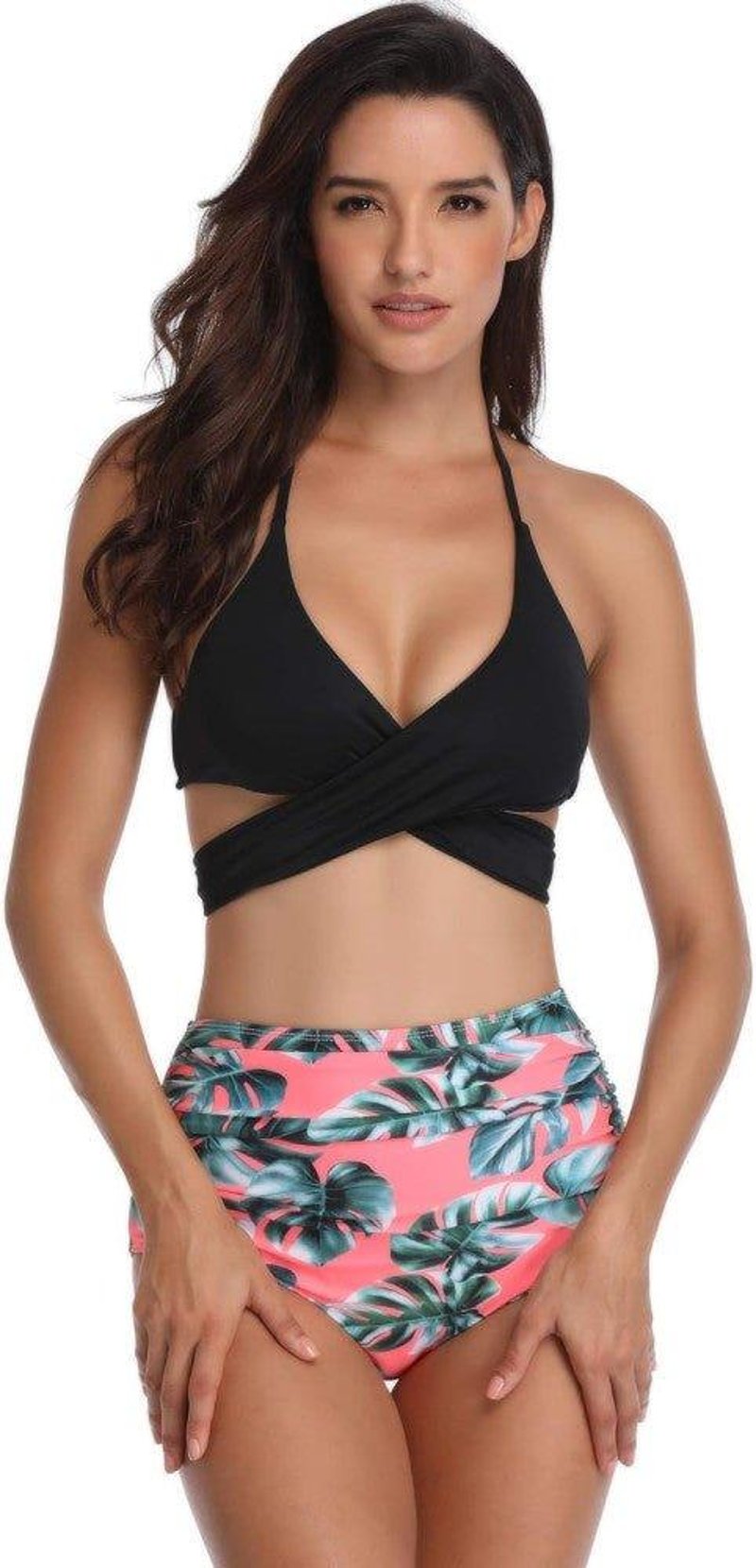 NC Szexi Magas Derekú Halter Tankini Bikini Szett XL Méretben