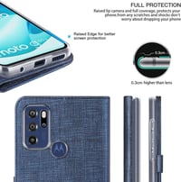 Motorola Moto G60S kék flip tok - mágneses, kártyatartós, állványos 3