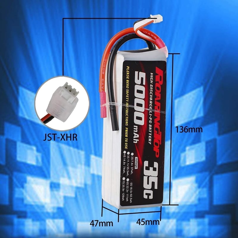 RoaringTop 5000mAh 18,5V RC LiPo akkumulátor modellrepülőkhöz, 2 db csomag