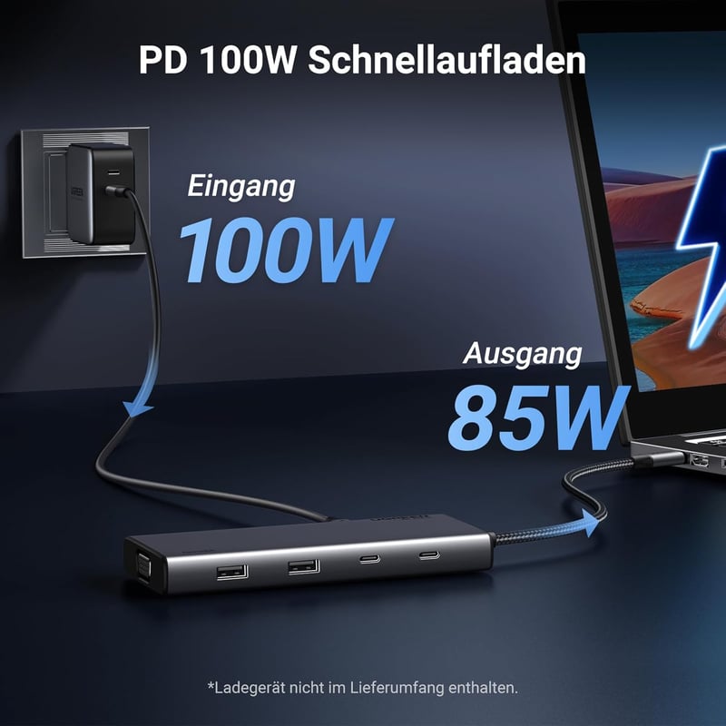 UGREEN Revodok Pro 308 USB-C dokkoló 3 kijelzőhöz, 2x HDMI, VGA, 100W PD