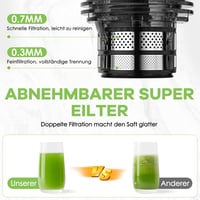 Canoly 350W Hideg Prés Gyümölcsfacsaró 140mm Extra Nagy Adagolóval - Egész Gyümölcsökhöz, Zöldségekhez, Biztonsági Zárral, Könnyen Tisztítha 4
