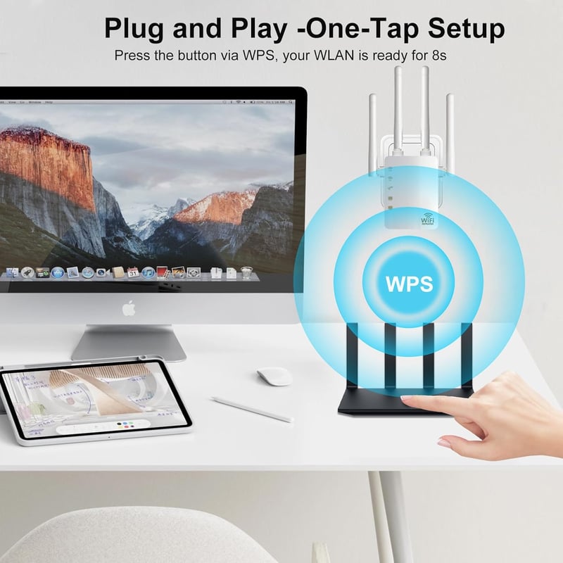 TP-Link AC1200 Dual Band WiFi Jelerősítő 4 Antennával, WPS és LAN Portokkal