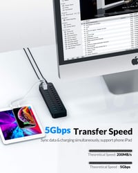 ORICO Aktív USB 3.0 elosztó 16 portos saját kapcsolós LED 78W táp 12V 6.5A adapterrel PC iMac mobil HDD pendrive iPadhez 3