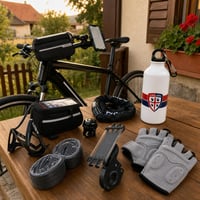 Set za duge vožnje: bidon + 2 zračnice + 6 dodataka + držač mobitela + rukavice 1
