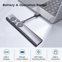 NORWII N95 Pro digitális prezenter lézer mutatóval és egérfunkcióval, 50m hatótáv, újratölthető 5