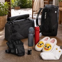 Štartovací balík do fitka: ruksak + rukavice + šejker + fľaša + papuče so ponožkami + zámok 1