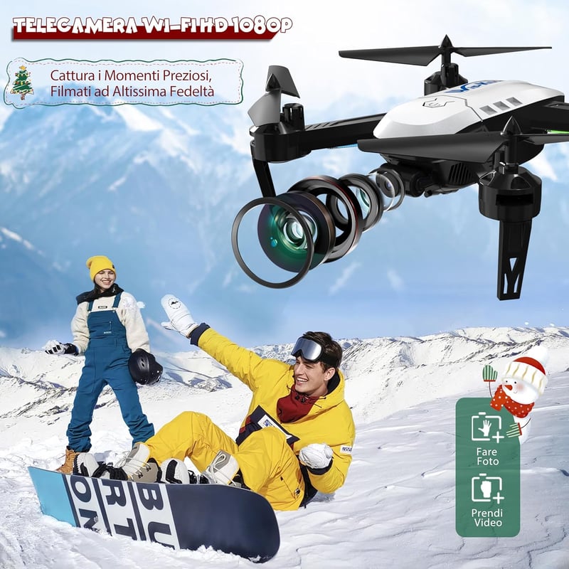 Wipkviey T6 Drón 1080P HD Kamerával - WiFi Élő Videó, 30 Perces Repülési Idő, 2 Akkumulátor, Kezdőknek és Gyerekeknek, Távirányítós Quadkopt