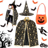 Gyerek Varázsló Köpeny Kalappal - Halloween Boszorkány Jelmez 1