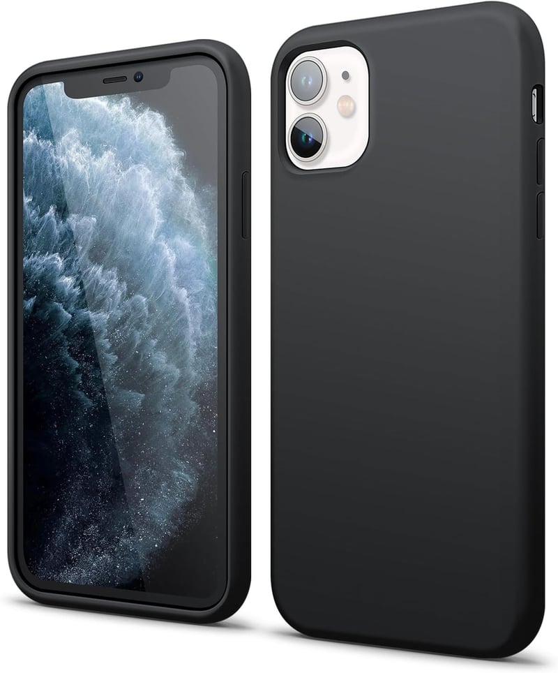 iPhone 11 prémium szilikon tok, fekete - AUKASE ütésálló védőtok kameraperemmel