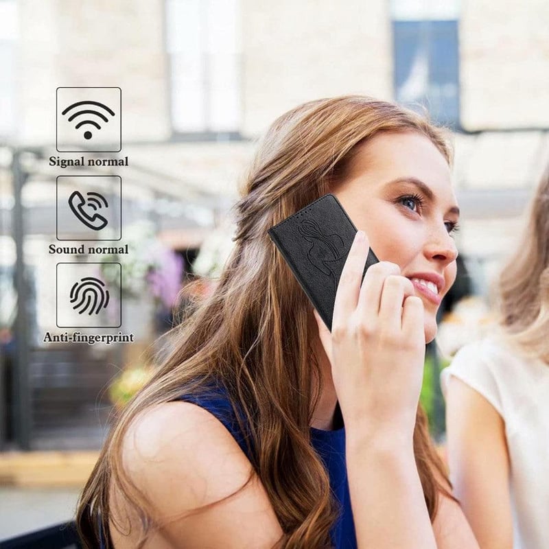 Oppo A91/F15/Reno 3 Lányos Mintás Ütésálló Bőr Flip Tok Vogu'Sana