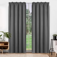 Deconovo Sötétítő Függöny Hőtartó Polyester Anyagból - Világosszürke Fényzáró Függönypár Ráncolt Szalaggal, 245x140 cm, Hőszigetelő 4