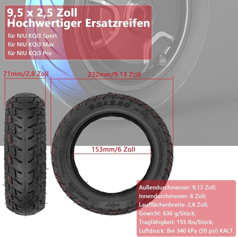NIU KQi3/Pro/Max robogóhoz 9,5" önjavító offroad gumiabroncs