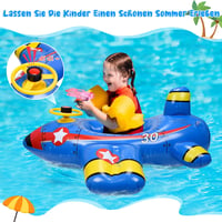 Herefun Bébi Úszógumi 2 Vízipisztollyal - Repülőgép Alakú Úszóülés Kisgyermekeknek 1-6 Éves Korig, 40 Font Teherbírással, Kék 6