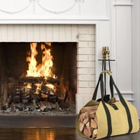 Sac impermeabil XXL pentru lemne de foc, 2 buc. genți de transport pliabile, kaki, pentru șemineu, 98x45 cm 4