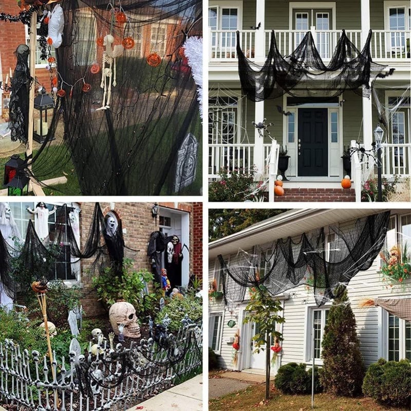 Halloween Fekete Géz Kendő 200x100cm - Kísértetház Dekoráció, Ijesztő Bulikellék