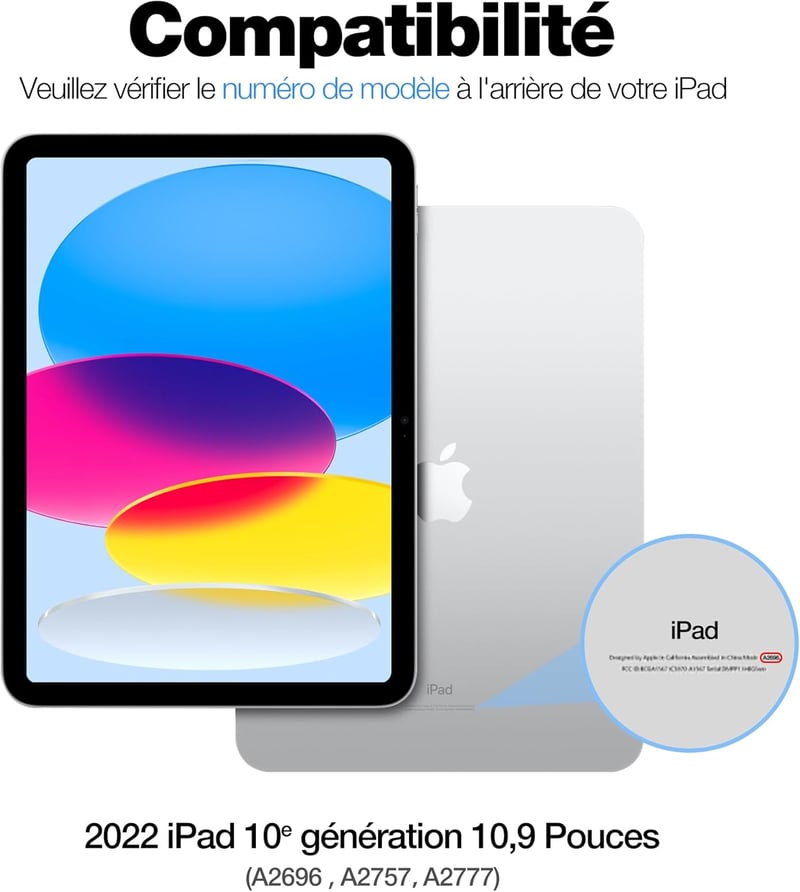 iPad 10. generációs Dracool háttérvilágítós AZERTY billentyűzet érintőpaddal, fekete