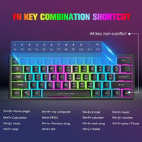 Redragon Rainbow LED 61 gombos vezeték nélküli gaming billentyűzet és egér szett - PC kompatibilis, fekete 6