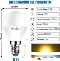 EXTRASTAR E14 LED izzó 5W, meleg fehér, újracsomagolt 2