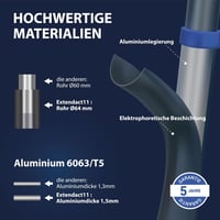 Hoström Extendact11 Teleszkópos Alumínium Létra - 3,2m Kihúzható, Csúszásgátló, Könnyű Kivitel, Kapaszkodóval, Szürke 5