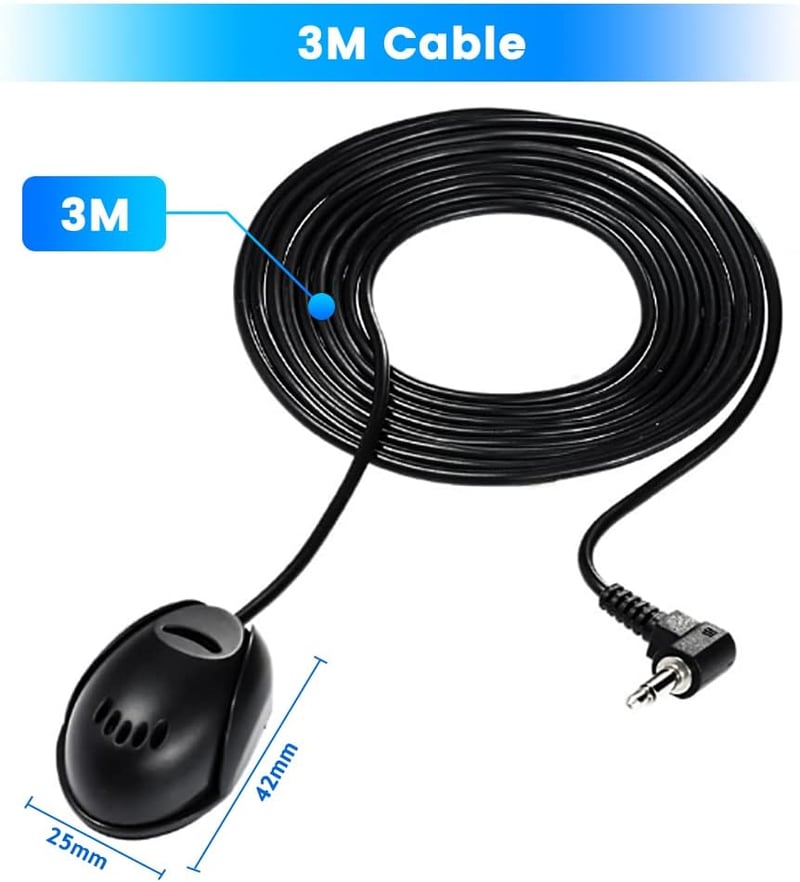 Hikity 3,5 mm-es külső mikrofon autórádióhoz, GPS-hez, 3 méteres kábellel